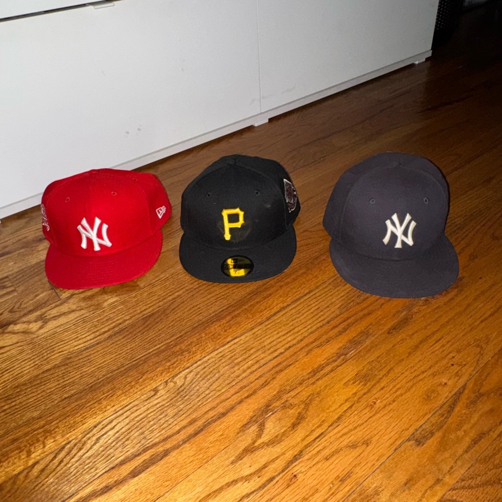 New Era Red, Black, and Dark Gray Caps